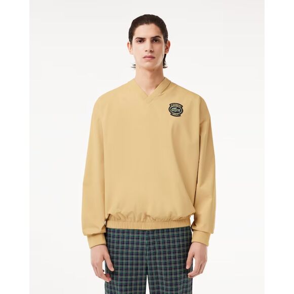 LACOSTE Jacket Mens XXL Tan Pullover Loose Fit Golf Windbreaker Logo $185 - Picture 2 of 10